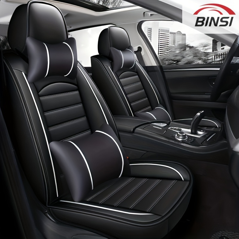¡Actualiza tu coche con esta funda de asiento de cuero de 5 plazas -  ¡Protección universal para todas las estaciones!
