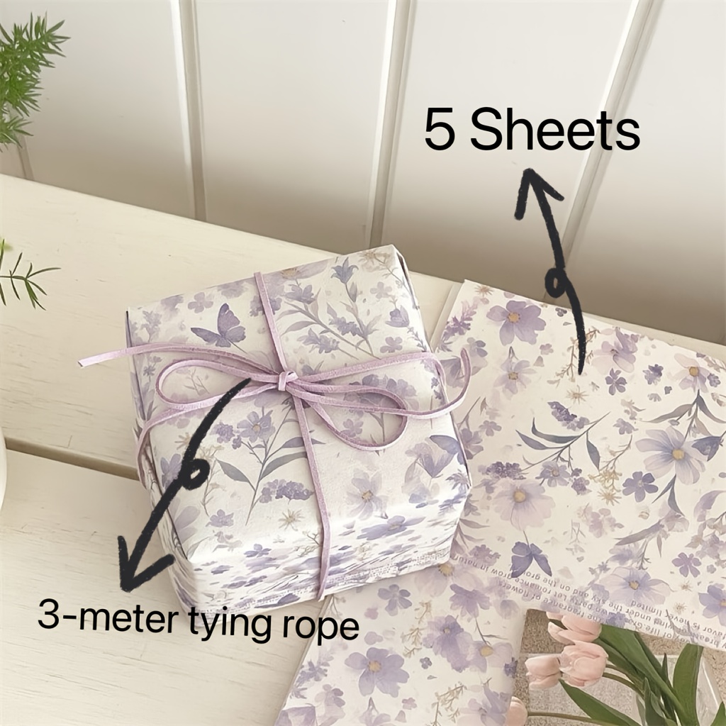 Purple-themed ~ Instagram-style Violet Gift Wrapping Paper With Gentle Floral Designs, High-quality Paper For Gifts And Floral Arrangements