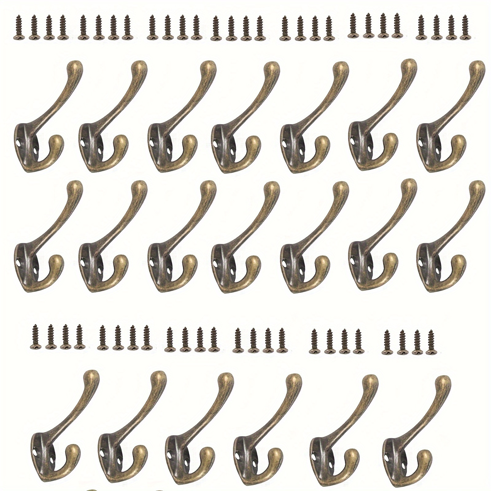TEMU 20pcs Heavy Duty Hooks Wall Mounted Coat Rack Bronze Vintage Clothes Hanger With 40 Screws For Door Coat Hooks Bathroom Kitchen