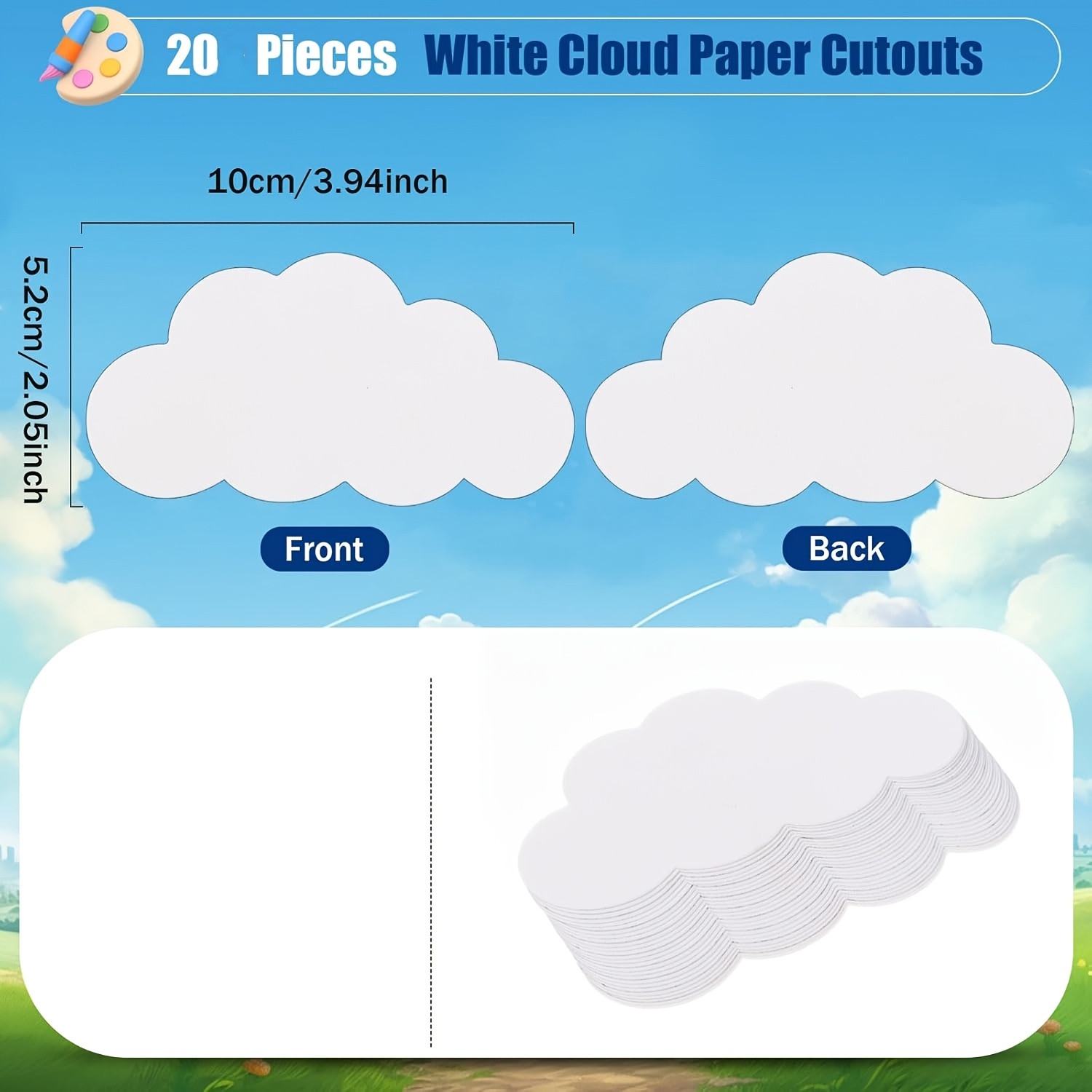 TEMU 20pcs White Cloud Cutouts - 4 Inch Shapes Die Cut Double Sided Classroom Decoration For Bulletin Board Craft Projects Party Wall Decoration