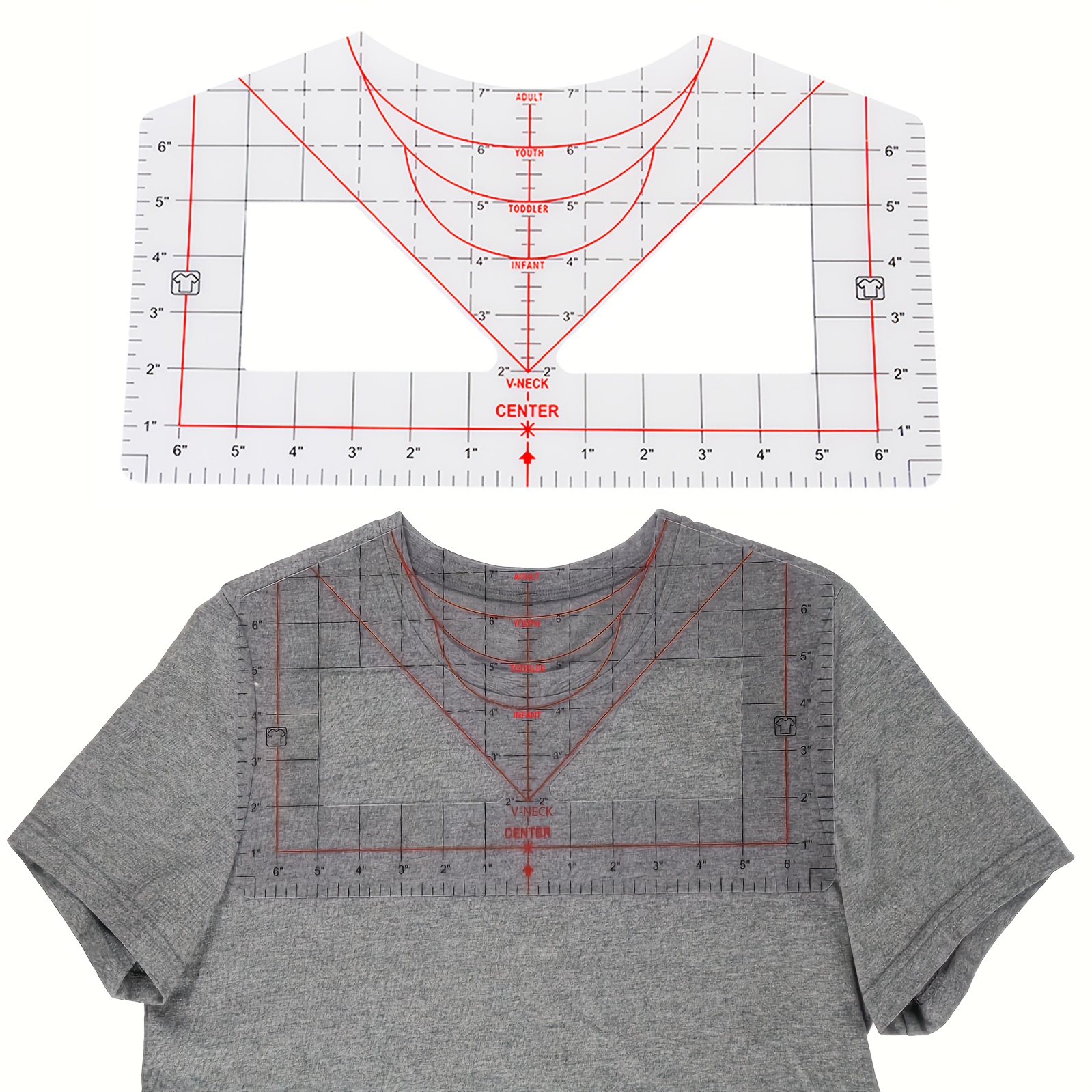 Image of 1/2pcs T-shirt Ruler Guide For Vinyl Alignment, T-shirt Measurement Tool With Heat Tape, T Shirt Ruler Alignment Accessories Placement For Heat Press And, Front And Back Measurement Supplies