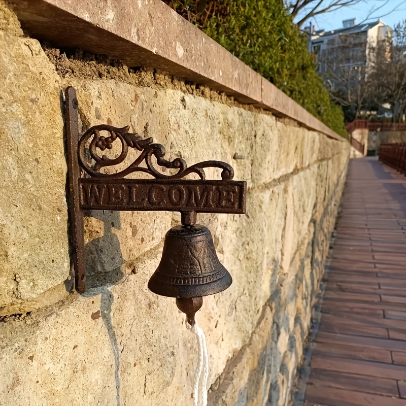 TEMU 1pc Rustic Cast Iron Doorbell, Welcome Sign Wall Decoration, Retro Wall-mounted Decor, With Gorgeous Details