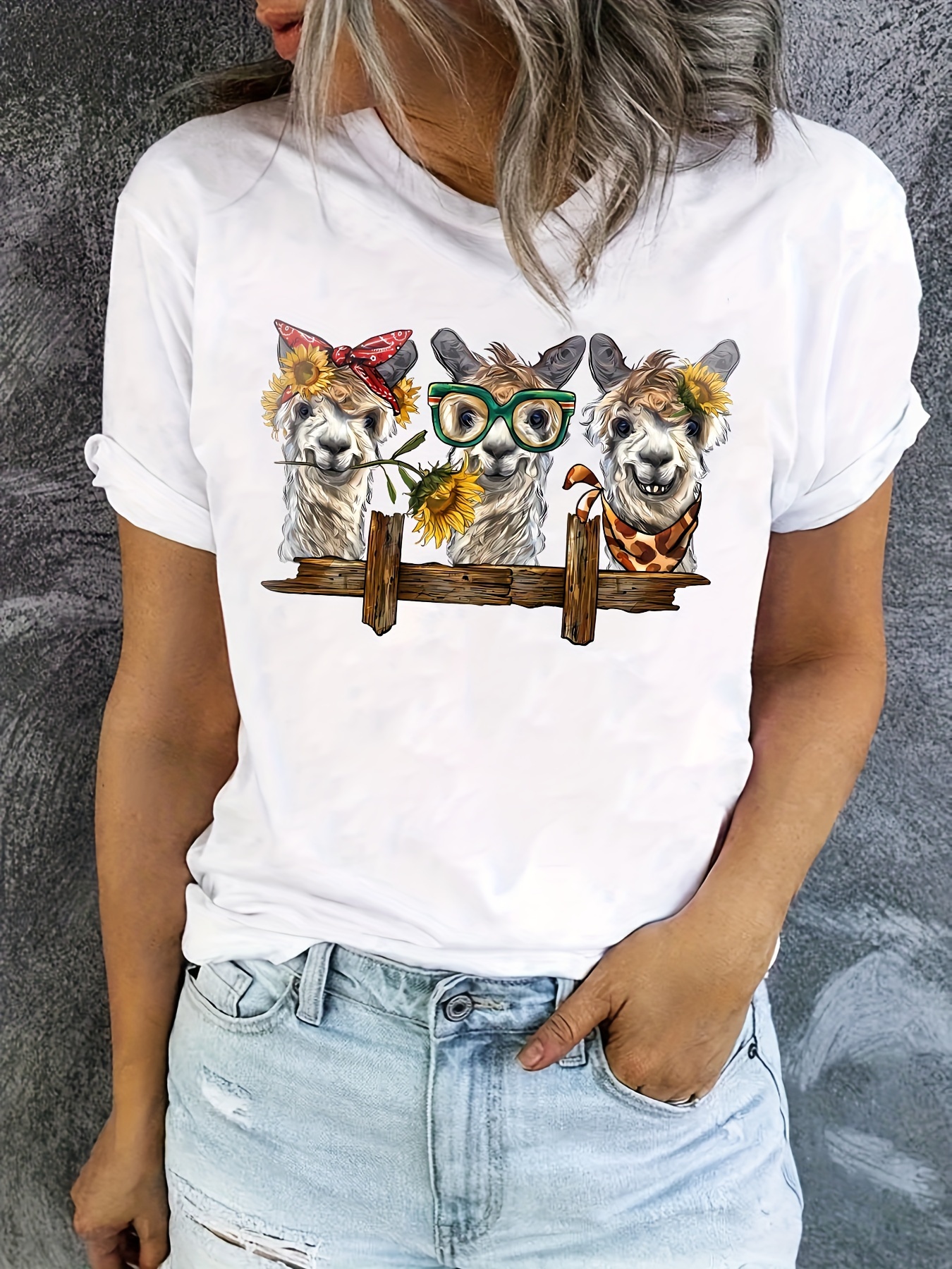 Chemisier Femme Manches Courtes Imprimé Marguerites - T-shirt Loose Grande Taille - Style Casual été