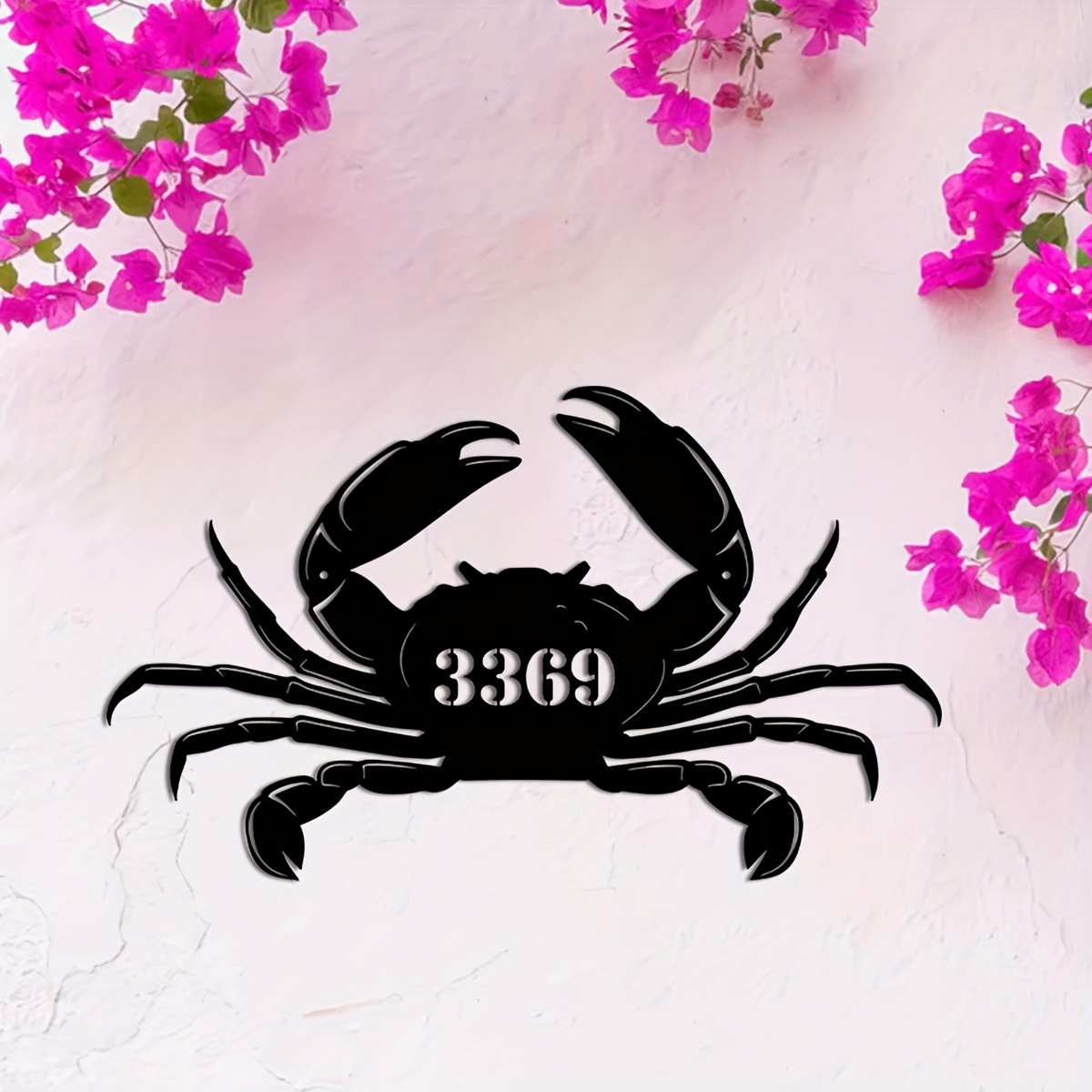 

Custom Crab Metal Address Sign - Personalized House Number Wall Decor For Farmhouse, Kitchen, Living Room & Outdoor - Metal Artwork, Perfect Gift Idea