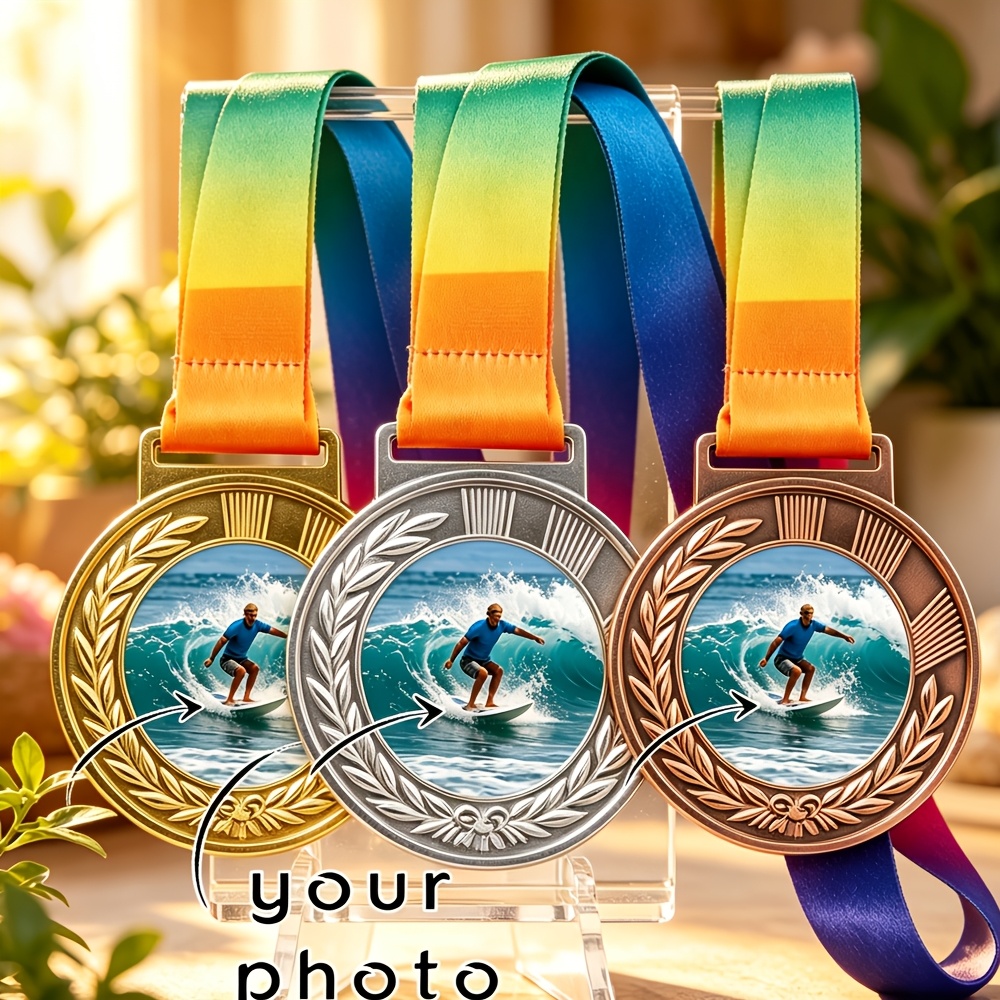 TEMU Personalized Commemorative Medal With Custom Photo, Suitable For Running, Swimming, Cycling, Surfing, Marathon, School Sports Day, Family Fun