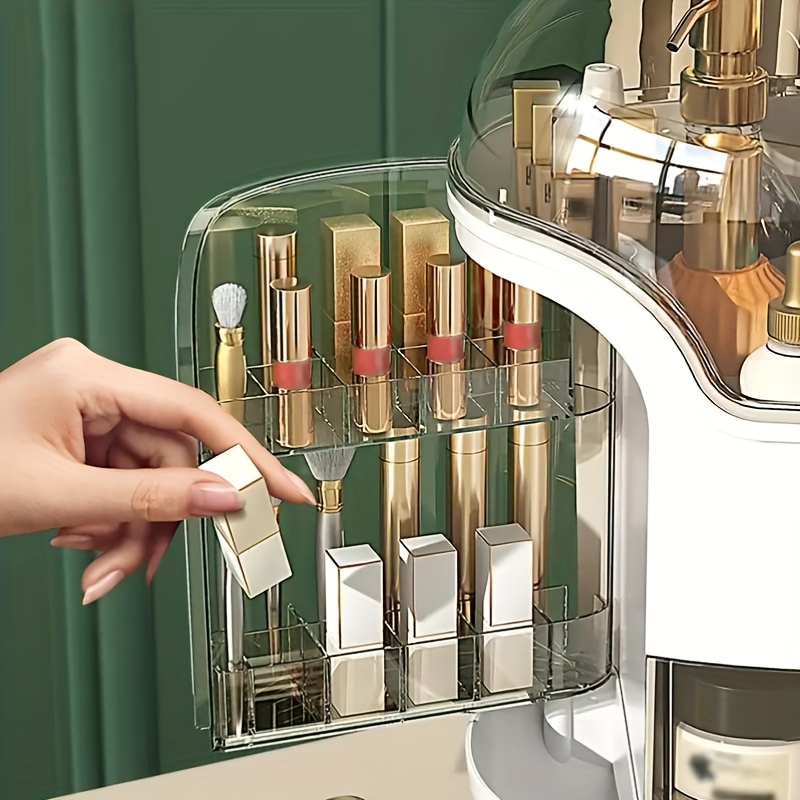 versatile cosmetic organizer with drawers durable plastic storage box for makeup skincare and stationery multi compartment holder for brushes lipsticks and beauty products portable desktop organizer with polished   Product details 7