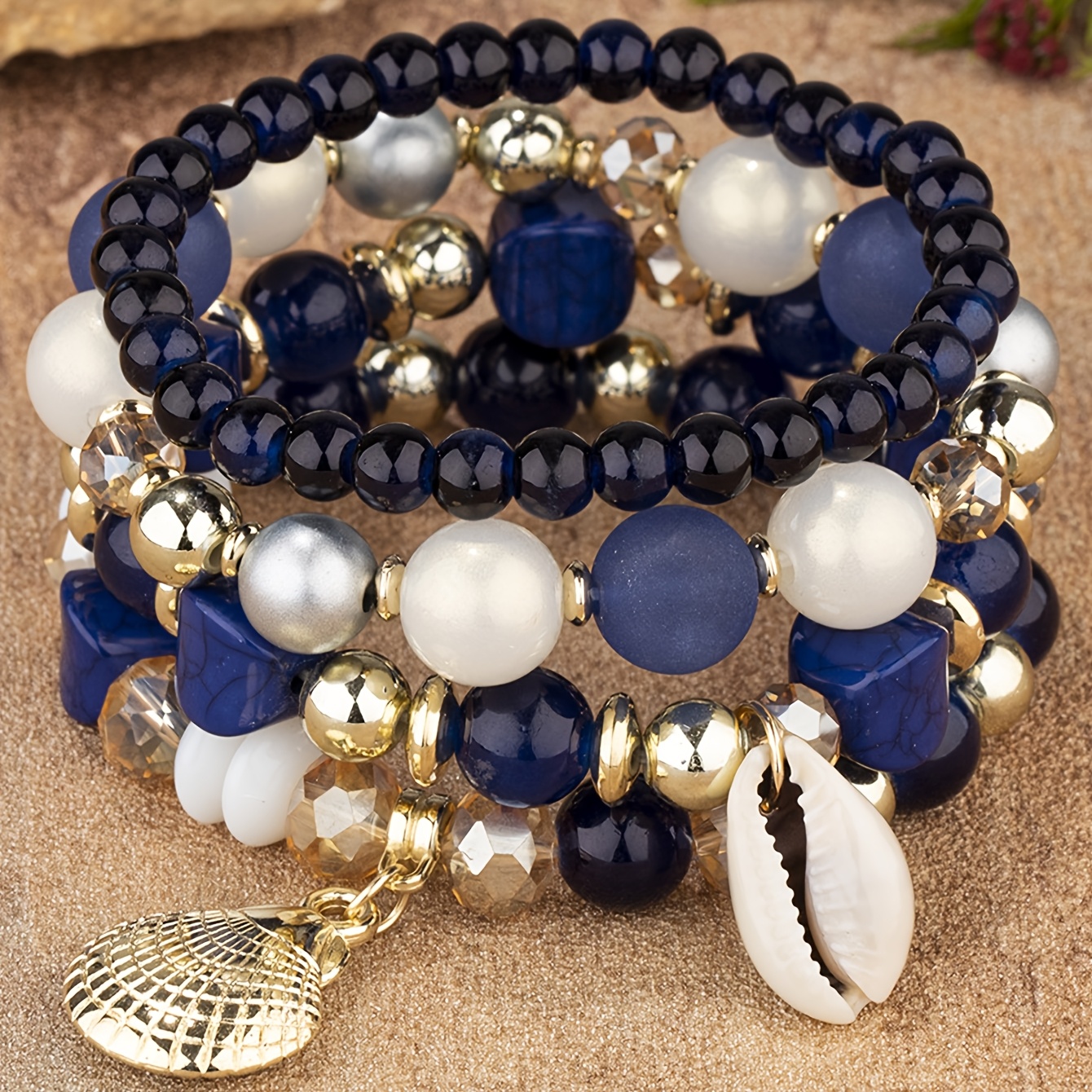 TEMU Bracelet de femmes facile à enfiler avec des perles, bracelet multicouche, idéal pour les fêtes et les quotidiens