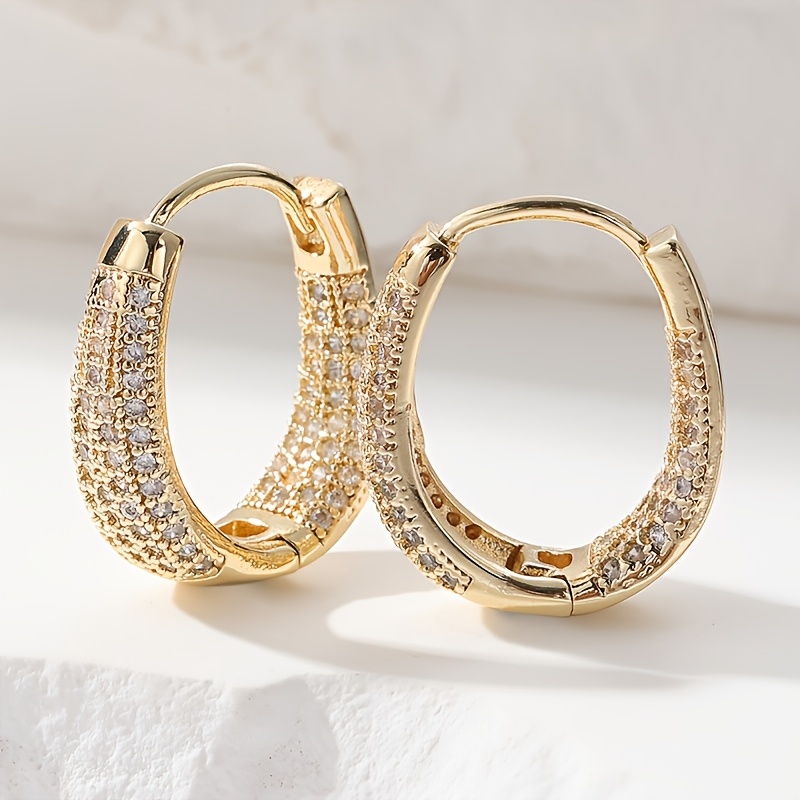 E-shop Luxuriöse geometrische Kupferschmuck-Ohrringe mit synthetischem Zirkonia, Damen Bohemian Runde Ohrringe, vielseitige Alltags- oder elegante