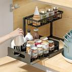 1pc pull out organizer countertop double layers spice jars storage holder household large capacity drawer type storage rack for kitchen and bathroom home organizers and storage home accessories