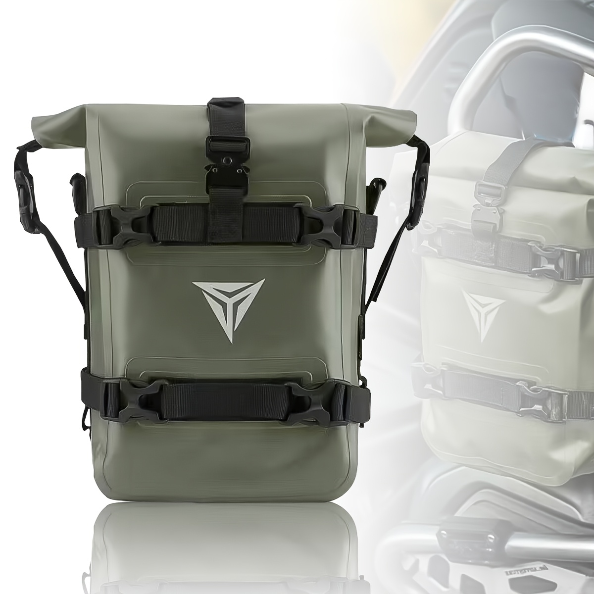 adjustable strap 8l motorcycle bumper bag durable pvc army green black for   r1200gs r1250gs for suzuki dl650   for honda   cb500x versatile crash bar pack with tool compartments