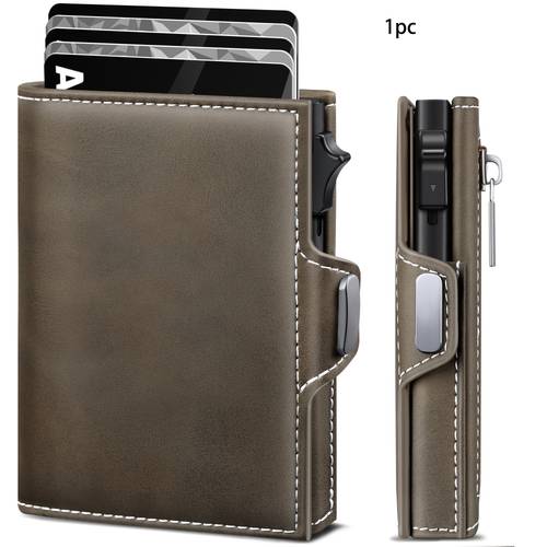 herren brieftasche - ultra-dünne aluminium rfid-blockierende fronttaschen-kartenhalter mit -up-box, bargeldschlitz & reißverschlussfach, mini-brieftasche