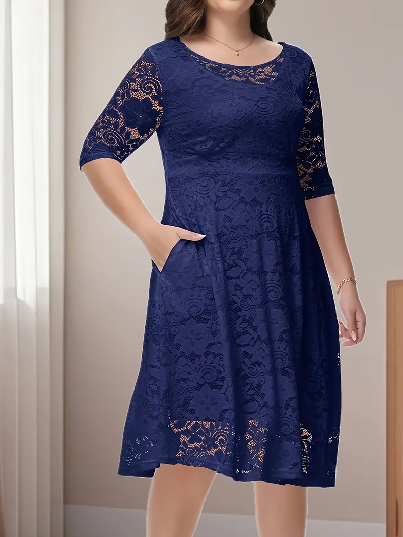 plus size plus size plus size crew neck 3 4 sleeve elegant - Temu plus size plus size plus size crew neck 3 4 sleeve elegant - Temu