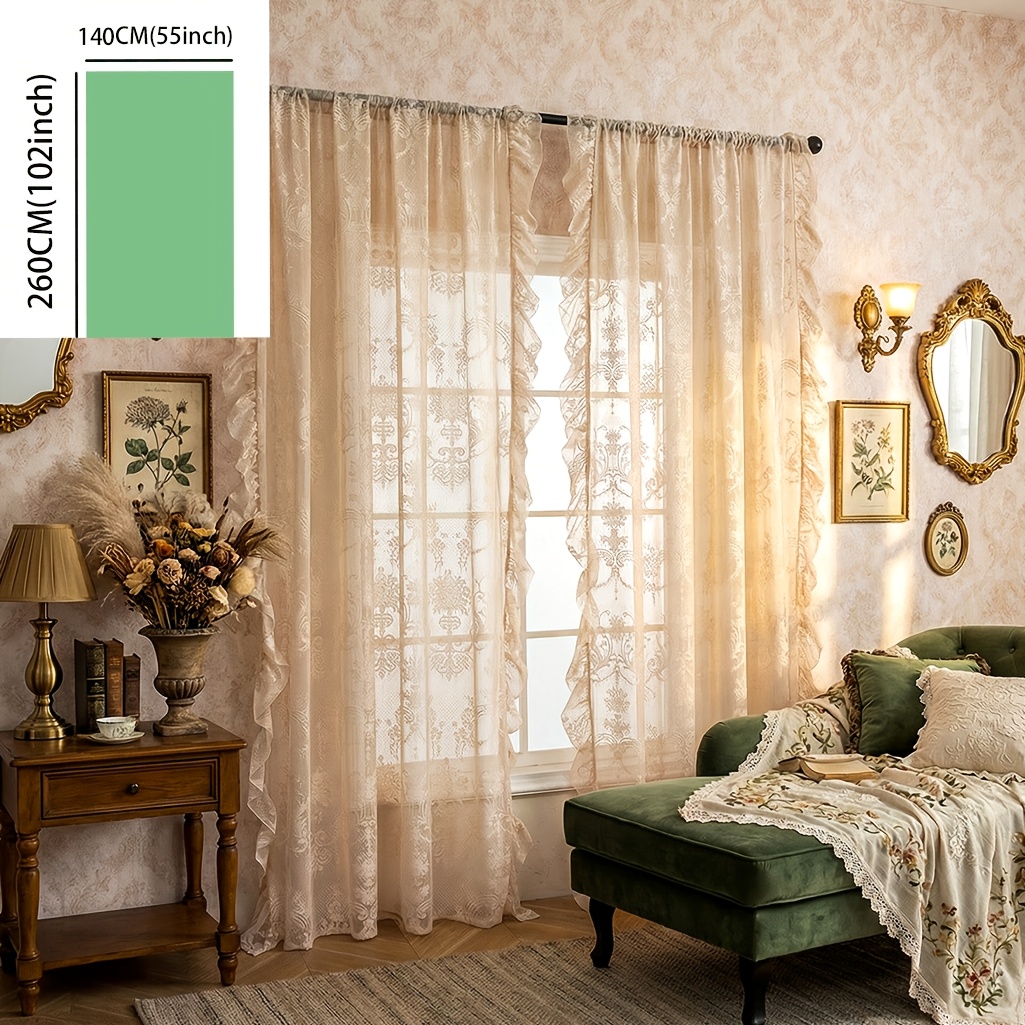 E-shop Französische Große Europäische Blume Kaffee Grün Weiß Beige Durchscheinend Nicht Durchsichtig Fenster Scrim Creme Stil Wohnzimmer Schlafzimmer
