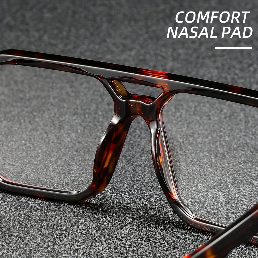 5pcs Men's Square Frame Double Beam Decorative Glasses Set