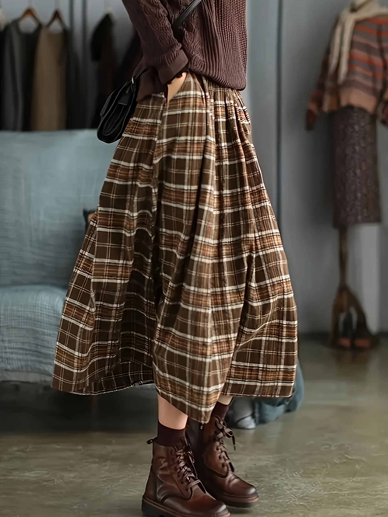 * Women's Elegant A-Line Dress - Square Neck Long Sleeve Solid Color Machine Washable * Versatile Casual & Formal Wear, Timeless Fashion Outfit, Nontransparent Fabric