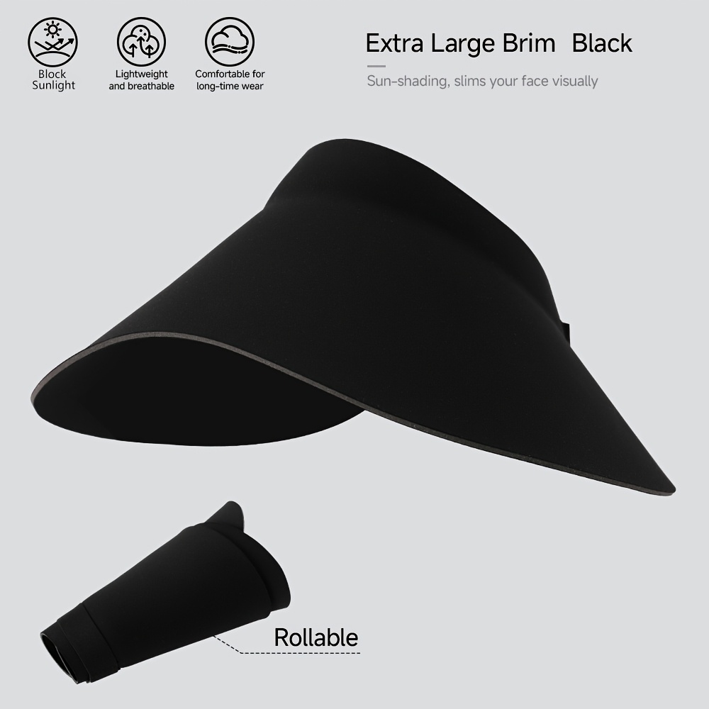TEMU 1pc Women's Summer Sun Hat, Comfortable Wide Brim Foldable Sunshade Hat, Summer Fashion Versatile Empty Top Hat/travel Outing Vacation