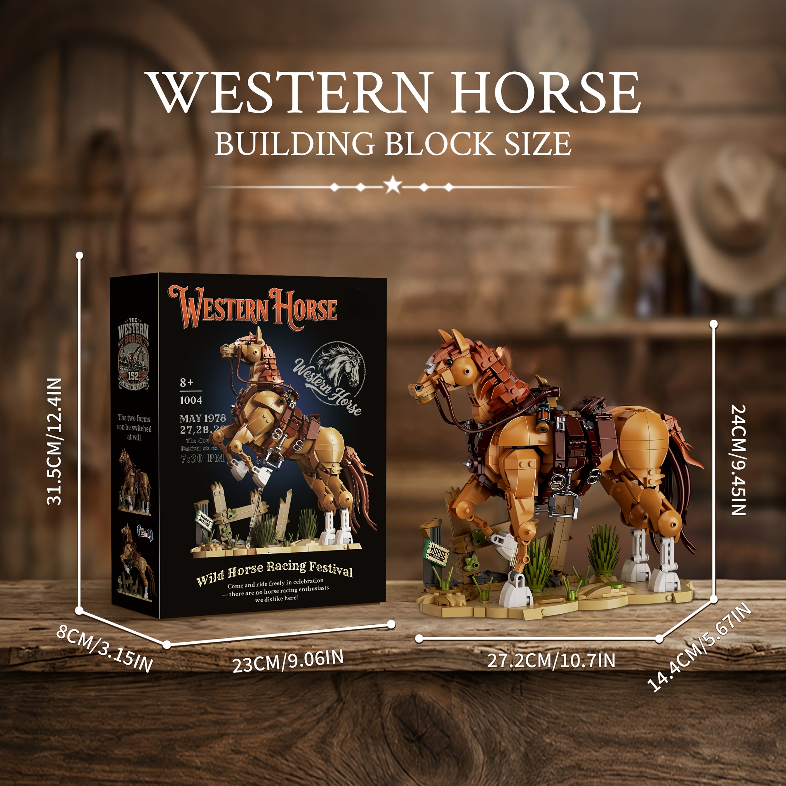 Retro Stacked Block Model of Horses, Articulated Joints