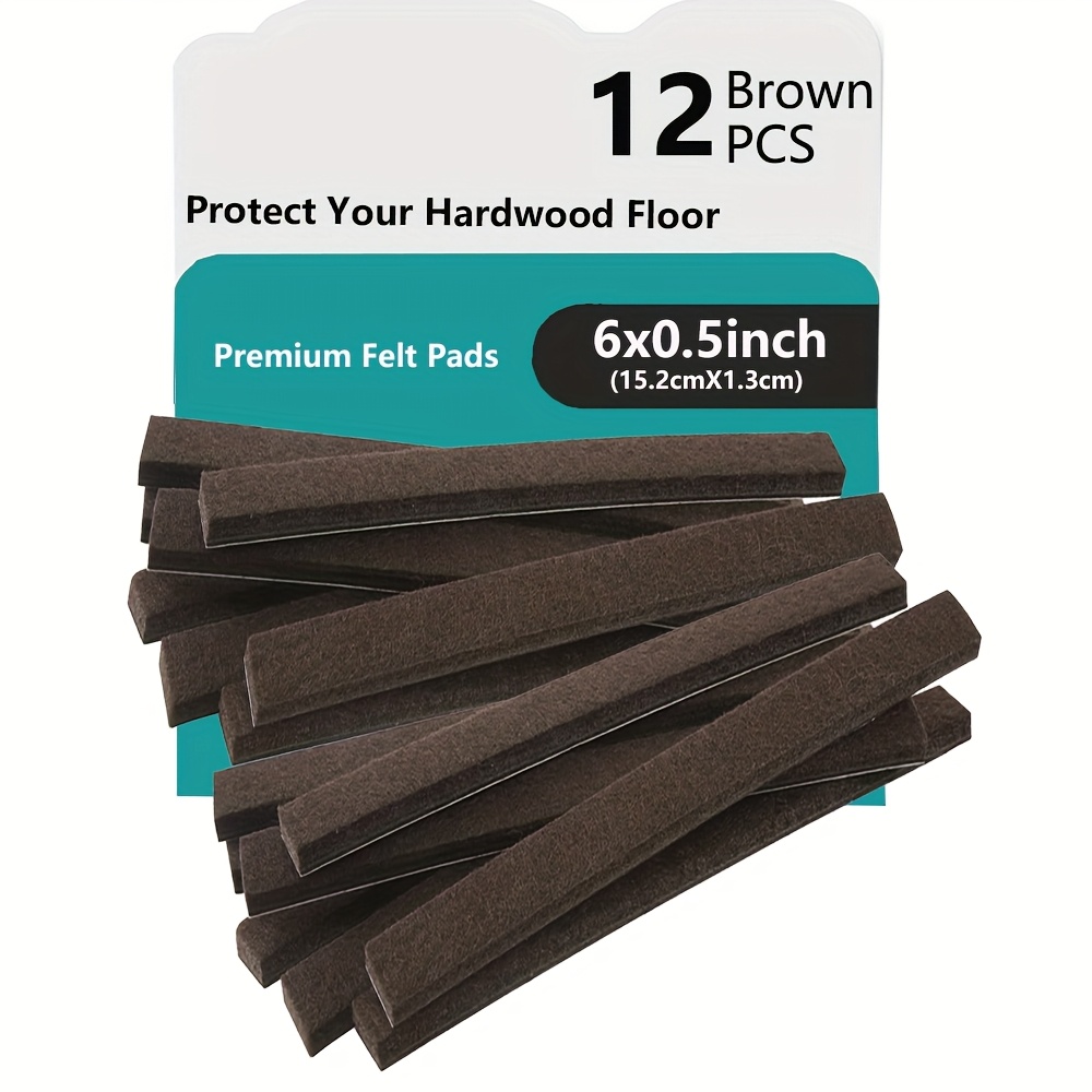 TEMU Felt Furniture Pads - 12pcs 6 X 1/2 Inches - High-quality Felt Strips With Adhesive Backing - Rectangular Furniture Pads For Hardwood Floors -