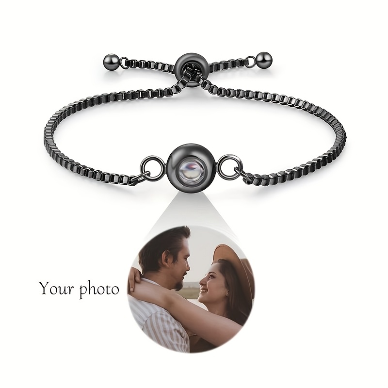 Customized 18K Gold-Plated Photo Projection Bracelet for Couples