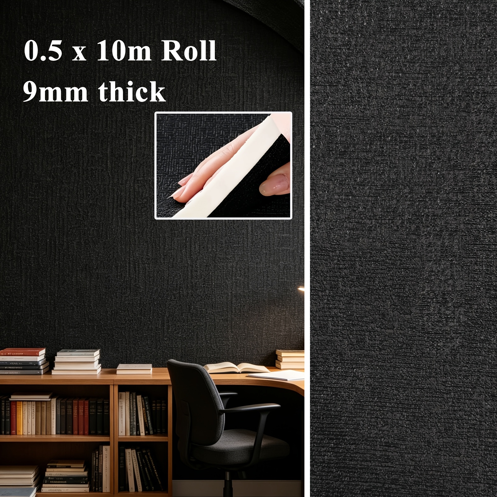 Image of 0.5x10m Wall Panel Roll Peel And Stick 9mm Thick Soundproof Xpe Foam Acoustic Panels Sound Proof Moden Classic Linen Texture For Interior Wall Decor, Living Room, Bedroom, Accent, Kitchen