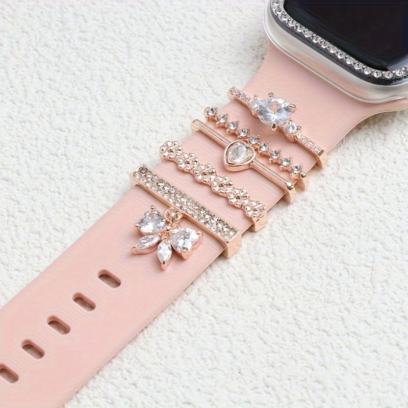 Image of 1 Set Of Zirconia Jewelry Watch Strap Additions, Jewelry, Decorate Your Watch Strap, Suitable For Iwatch Watch Strap Charms, Compatible With For Iwatch 49mm 45mm 44mm 42mm 41mm 40mm 38mm Series