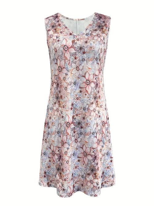 spring and summer printed womens mom style casual vacation beach versatile dress