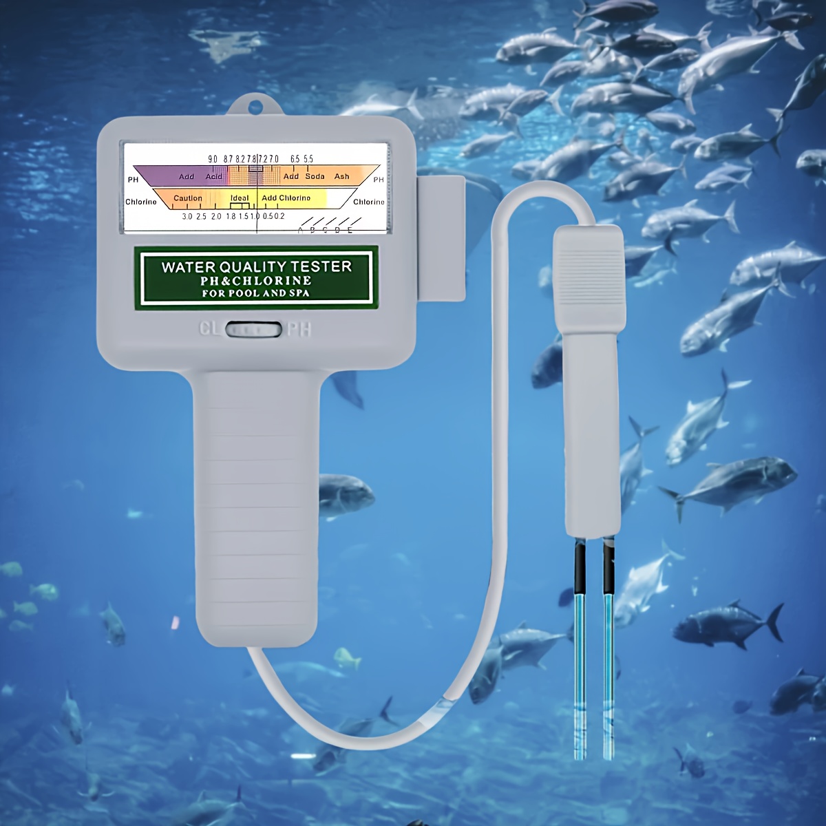 2-in-1 Portable Aquarium Water Quality Tester, pH and Chlorine Meter for Pools and Fish Tanks, Durable Plastic Design with Easy-to-Use interface, Ideal for Monitoring Aquatic Healt