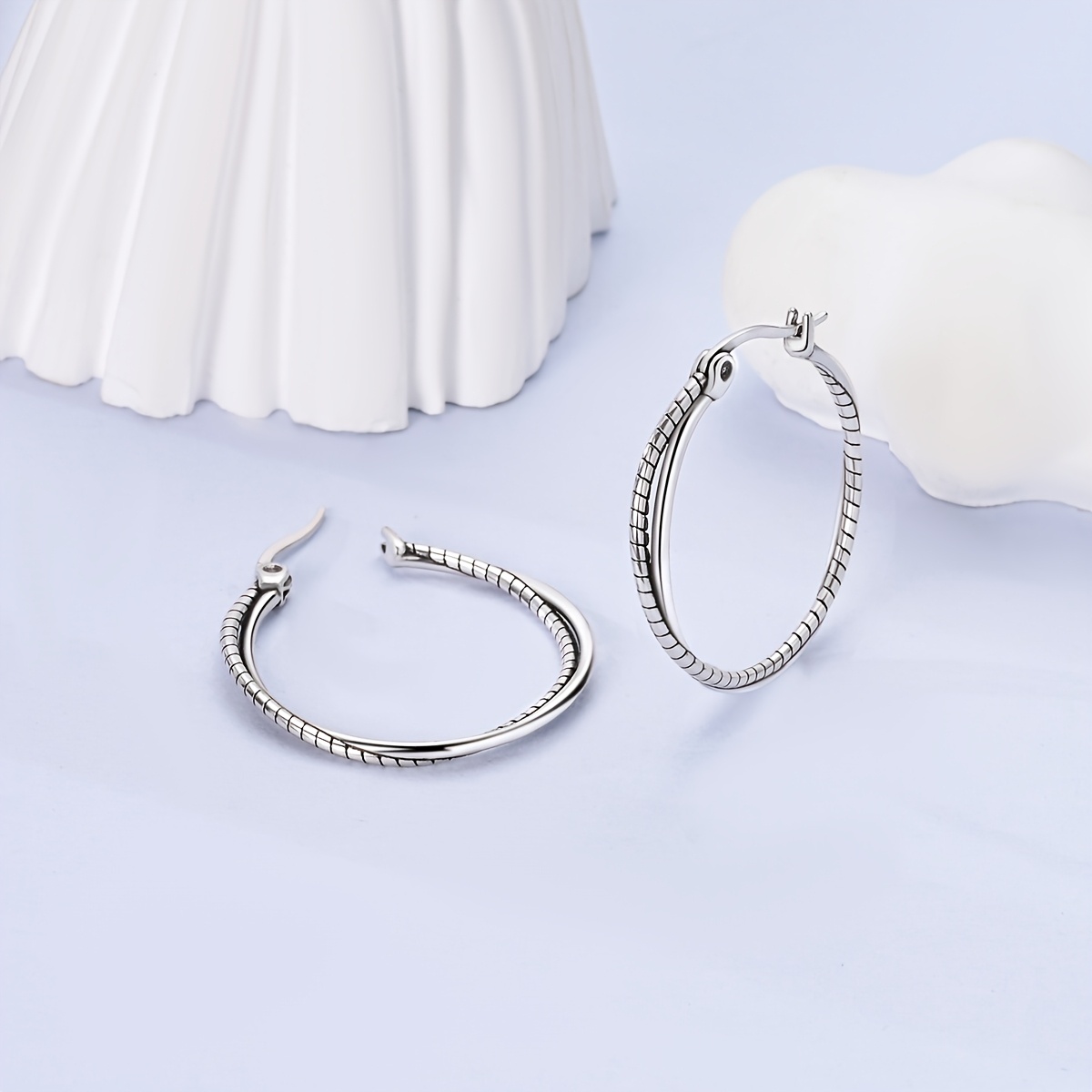 Women's Elegant Silver Plated Hoop Earrings, Ideal Gift for Her