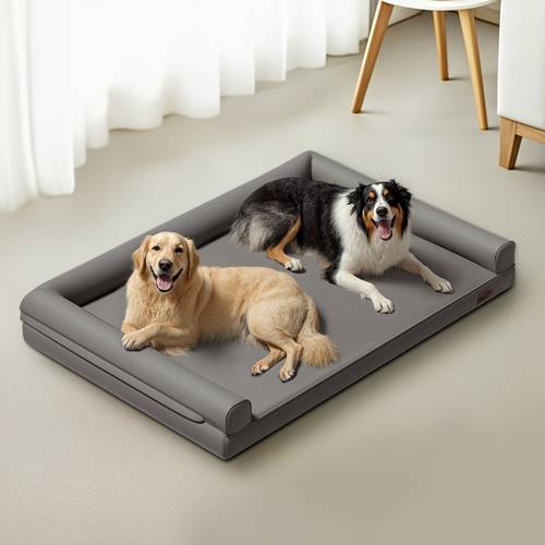 Cama de lujo para mascotas de cuero sintético, cama rectangular de para perros y gatos, con relleno ortopédico ortésico, para las - perros y gatos pequeños, medianos, , para uso en interiores
