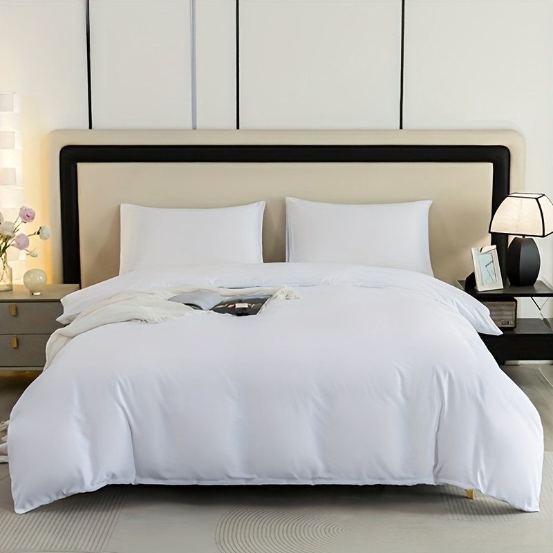 TEMU 3pcs White Duvet Cover Bedding Set, 1 Duvet Cover + 2 Pillowcases, Without Filling, Soft And Comfortable Duvet Cover, Suitable For Bedrooms And