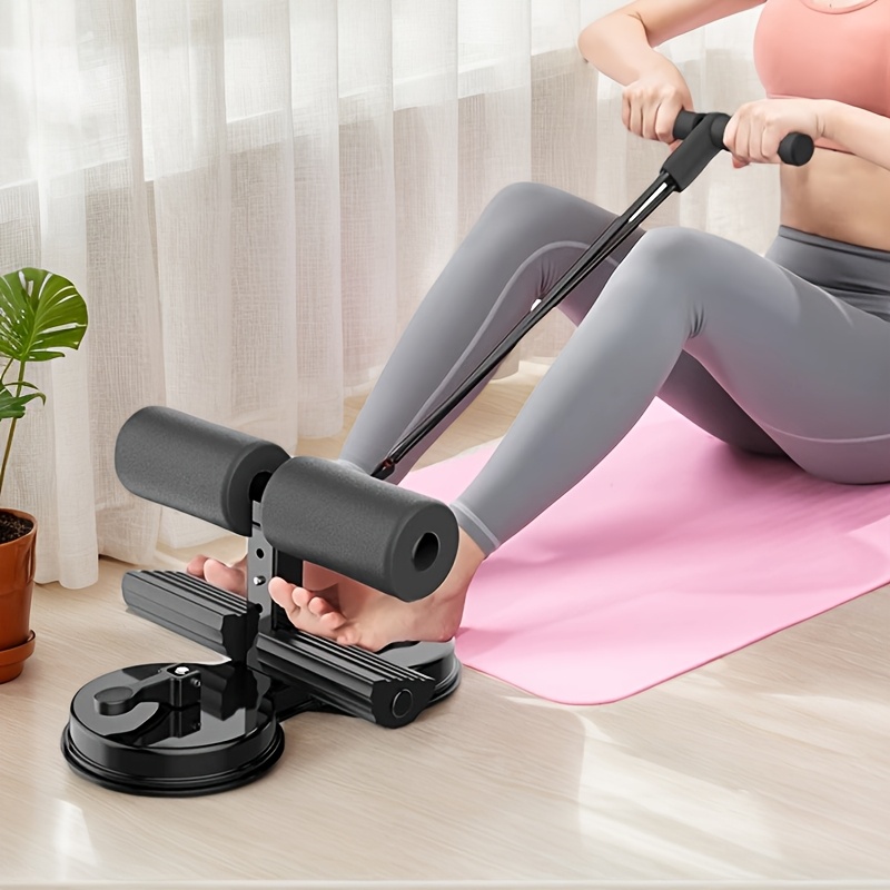 Sit-up Assist Device with 2 Powerful Suction Cups and 4 Tube Resistance Bands, 3-Position Adjustable Height, Iron Steel Tubes, Suitable for Home and Office Abdominal Muscle Strength Training and Yoga Weight Loss, No Battery Required