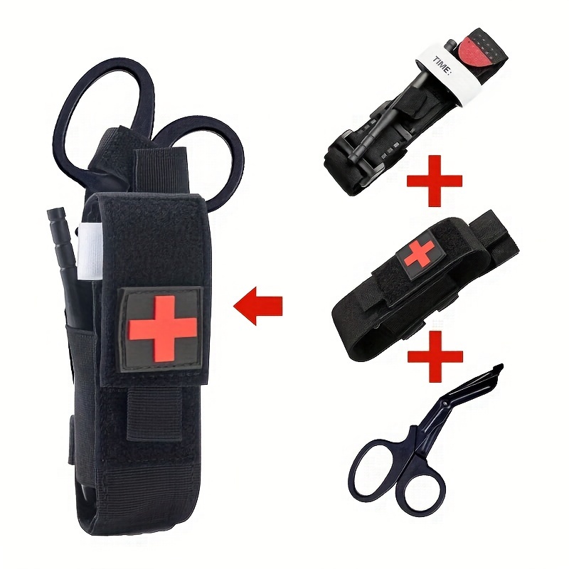  Kit de supervivencia de emergencia, kit táctico de primeros  auxilios para trauma militar, bolsa Molle EMT IFAK para equipo al aire  libre, torniquete, vendaje, kit de control de sangrado para camping