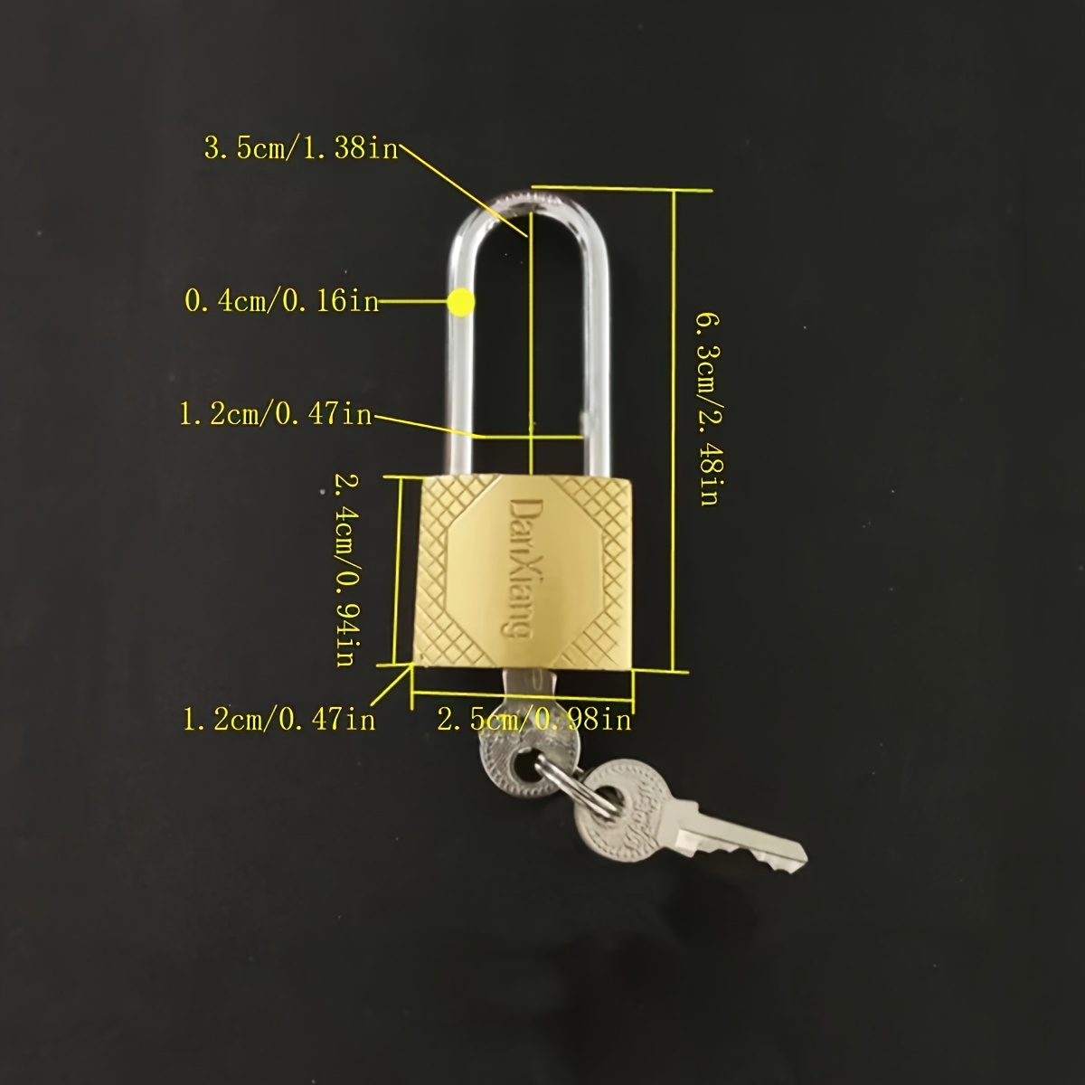 Image of 1pc Small But Very Useful! Popular Yellow Hanging Lock, Small And Convenient, Household Cabinet Door Hanging Lock, Strong And Safe Against Prying, Pet Cage Hanging Lock, Used In , 3 Sizes
