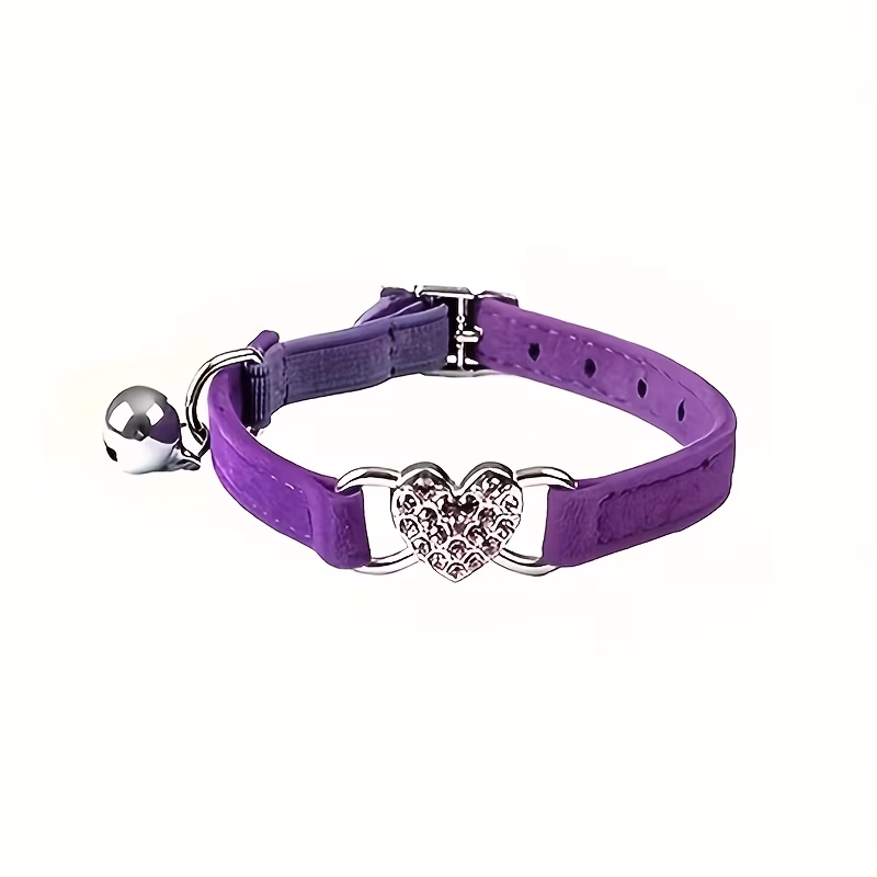 pet collar with heart and flocked cat collar with necklace cat collar Product details 1