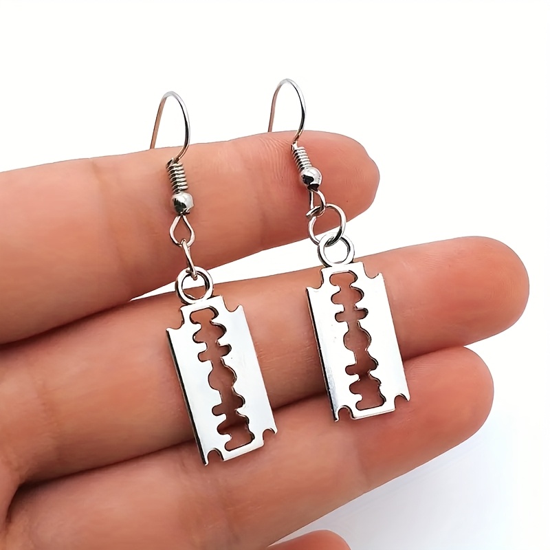 Hip Hop Alloy Handmade Gothic Punk Silvery Color Pendant Dangle Earrings, With Iron Ear Needle, For Women, Party, Rock, Daily, Thanksgiving Day