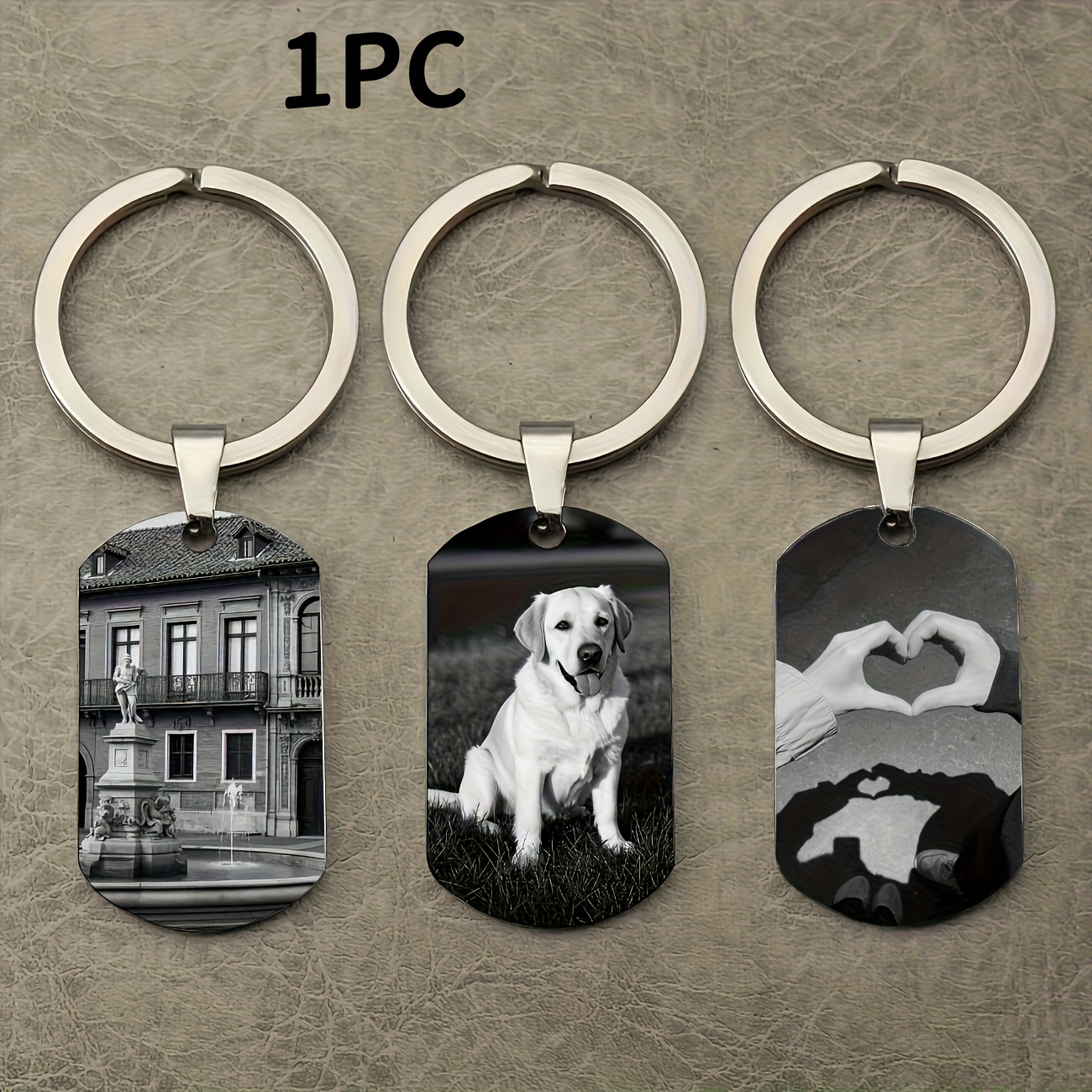 1  Photo/Text Engraved Keychain - Personalized Dog Tag Style Men S, Boyfriend, Dad Key Chain - Durable Metal Gift for Father S Day, Holidays, And Special Occasions, Dog Pendant Key Chain