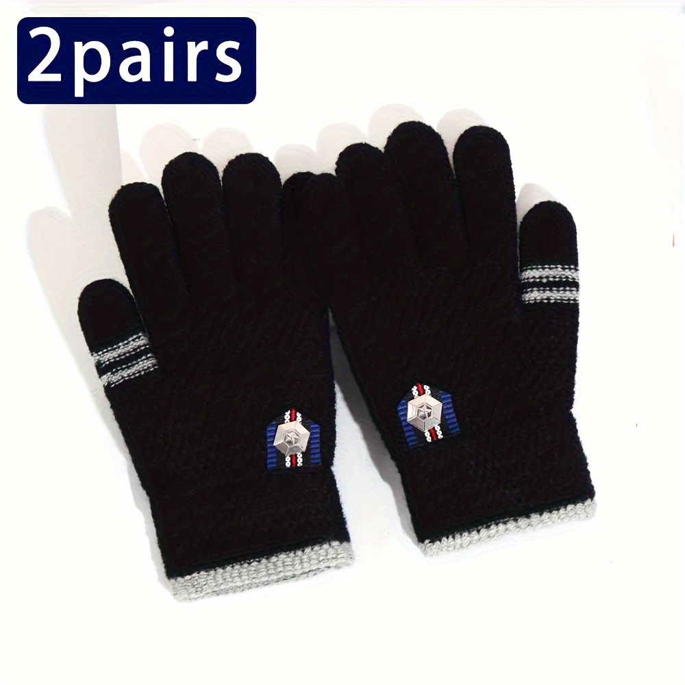 Image of Of Autumn And Winter New 's Gloves, Brushed, Thickened, Warm And Cold Resistant, 5 Finger Gloves, Finger Cycling Gloves For Aged 3-12