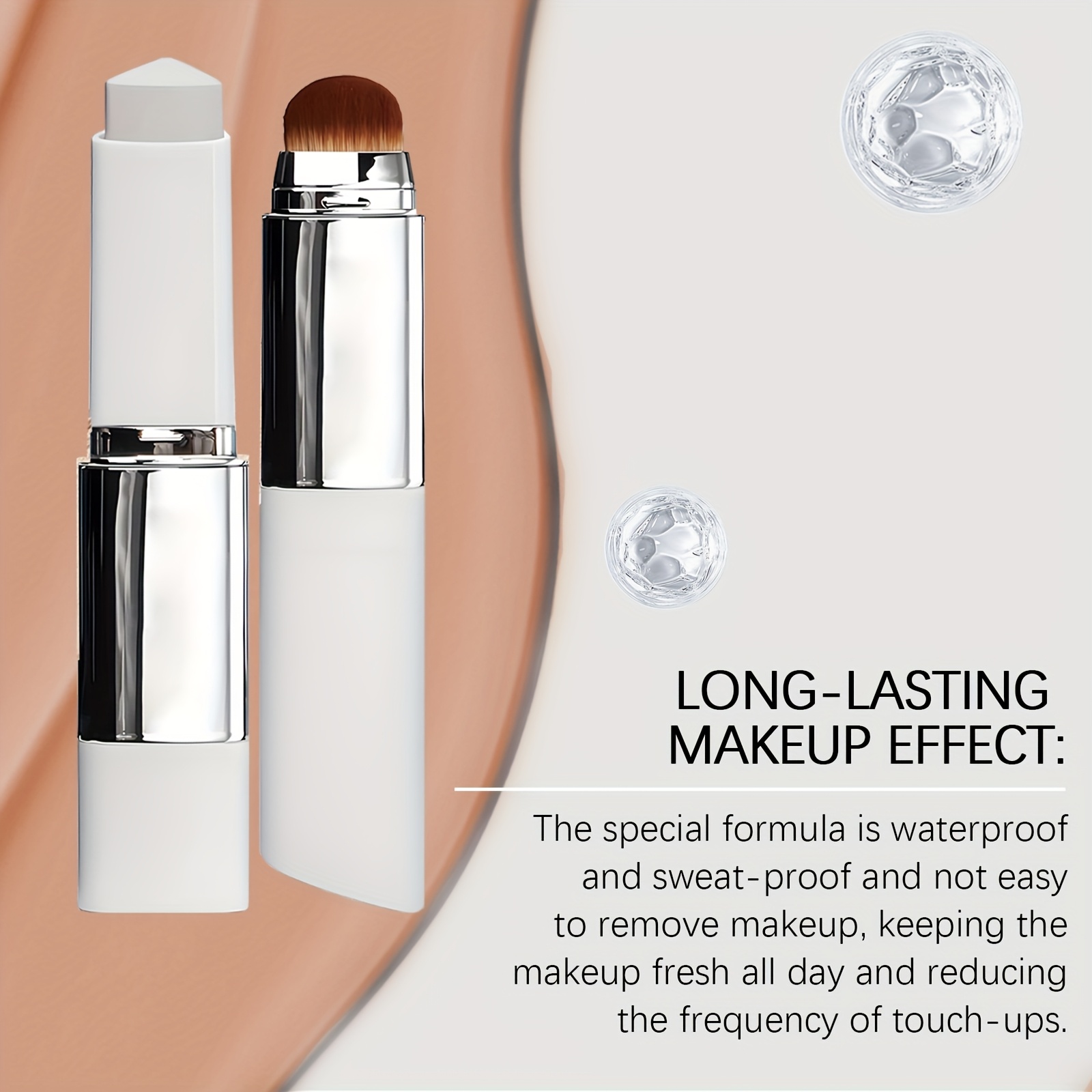2 in 1 color changing foundation stick spring summer essential gift for girlfriend mother friend lightweight multi functional foundation stick with brush multi color       Product details 4