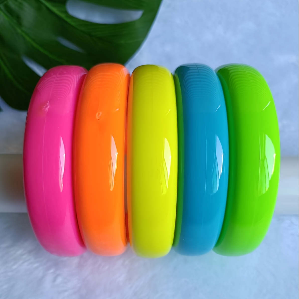 

& Vibrant Resin Acrylic Bracelet - Fluorescent Colors, Casual Attire Or Gifting