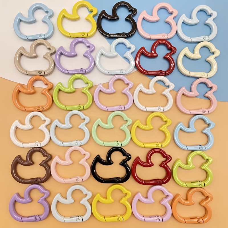 

5pcs Cute Duck-shaped Zinc Alloy Spring Clips, Multifunctional Metal Snap Buckles For Diy Crafts And Accessories, Uncharged - Assorted Colors