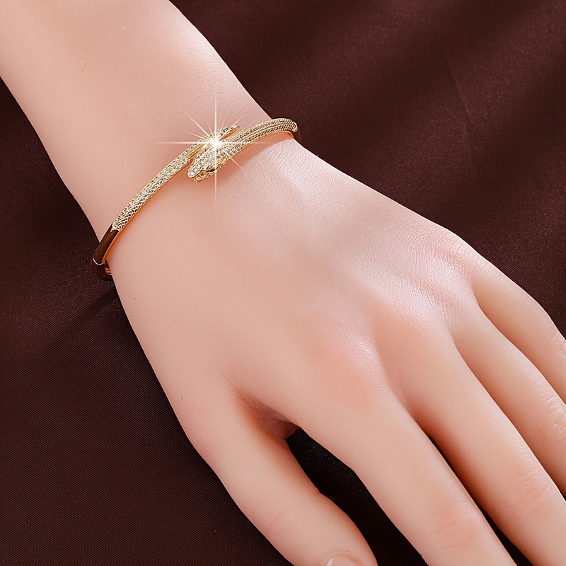 Golden Tone Snake Bracelet with CZ for Parties