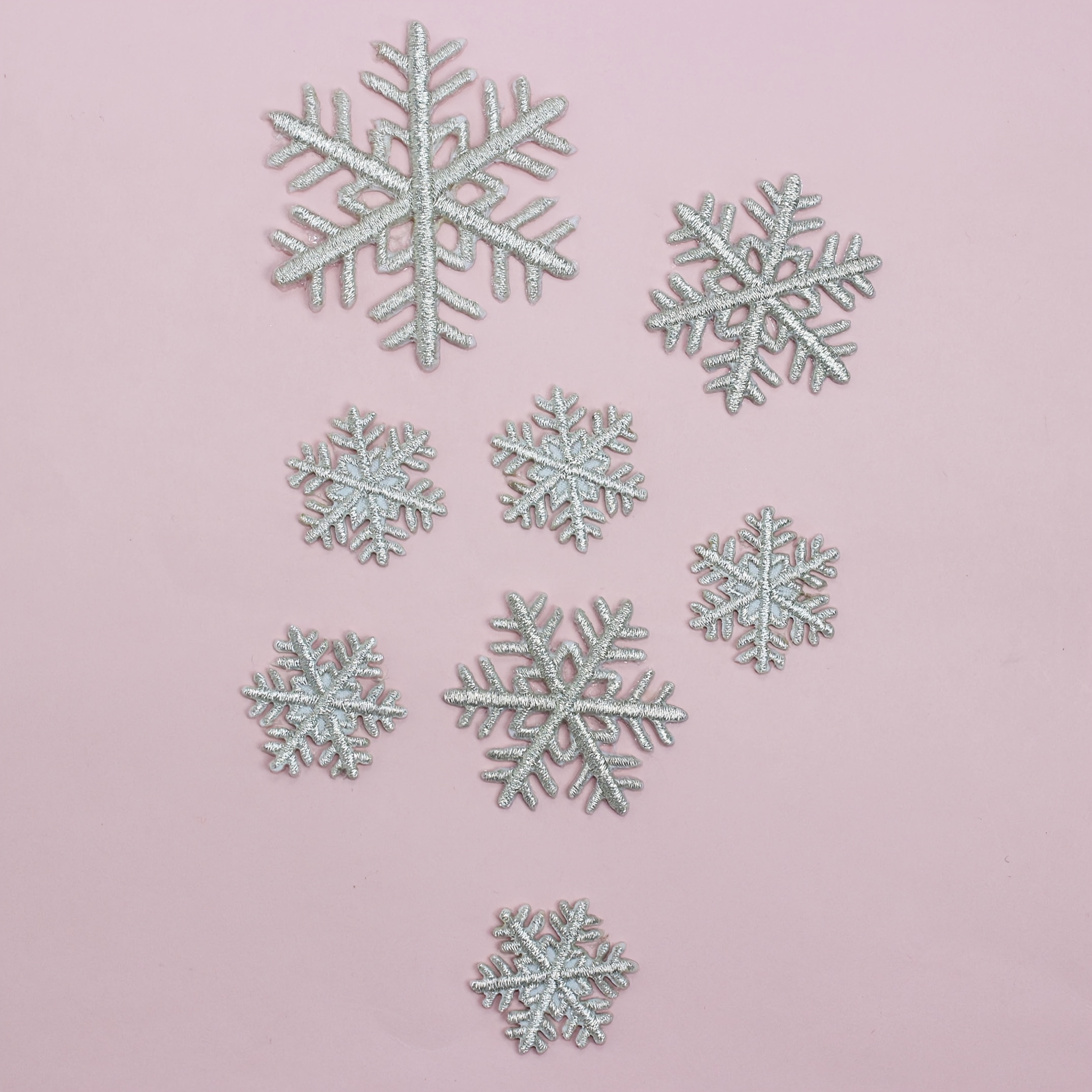 8pcs Snowflake Embroidered Hot Melt Adhesive Patches Set