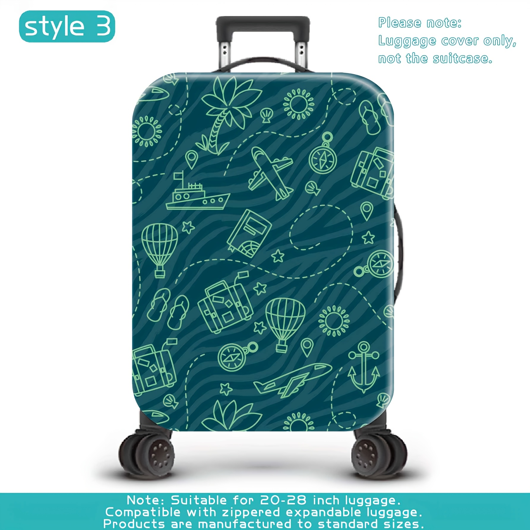 TEMU 1 pièce, Housse de pour valise avec impression à plat d'avion de voyage - Housse de valise uniquement, valise non incluse — Convient aux valises