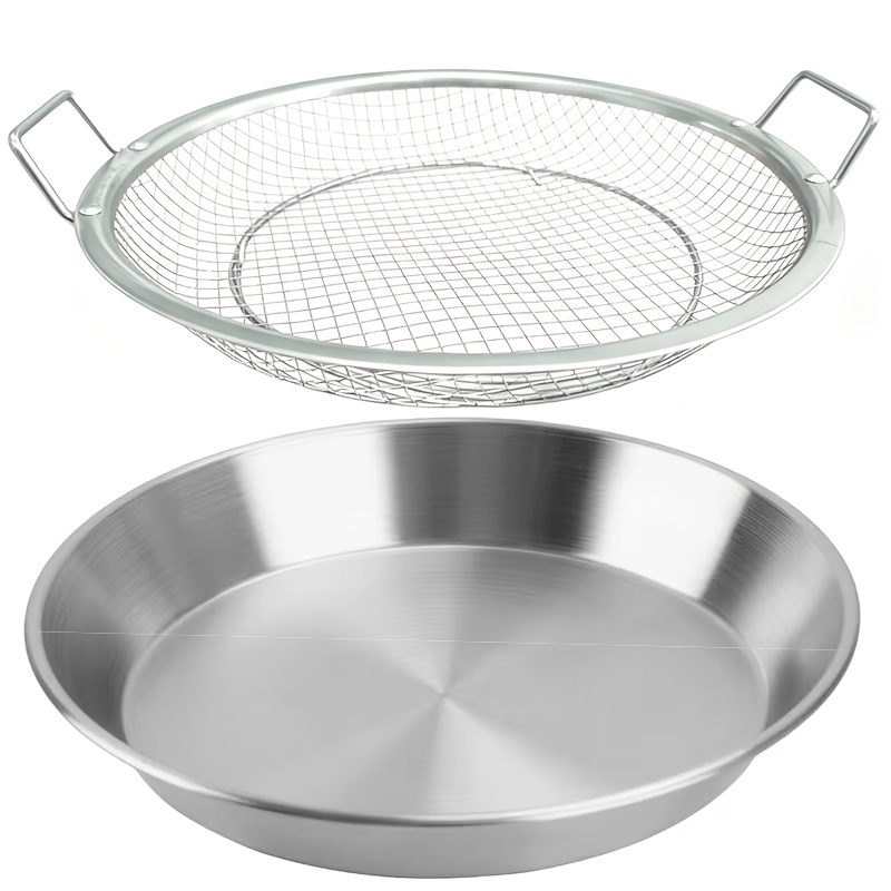 Image of Stainless Steel Oil Filtration Cooling Rack And Tray— Used For Frying, Washing Vegetables, Deep-frying, Filtering, Display Trays, And Grilling. A Kitchen Accessory Suitable For Barbecue Enthusiasts