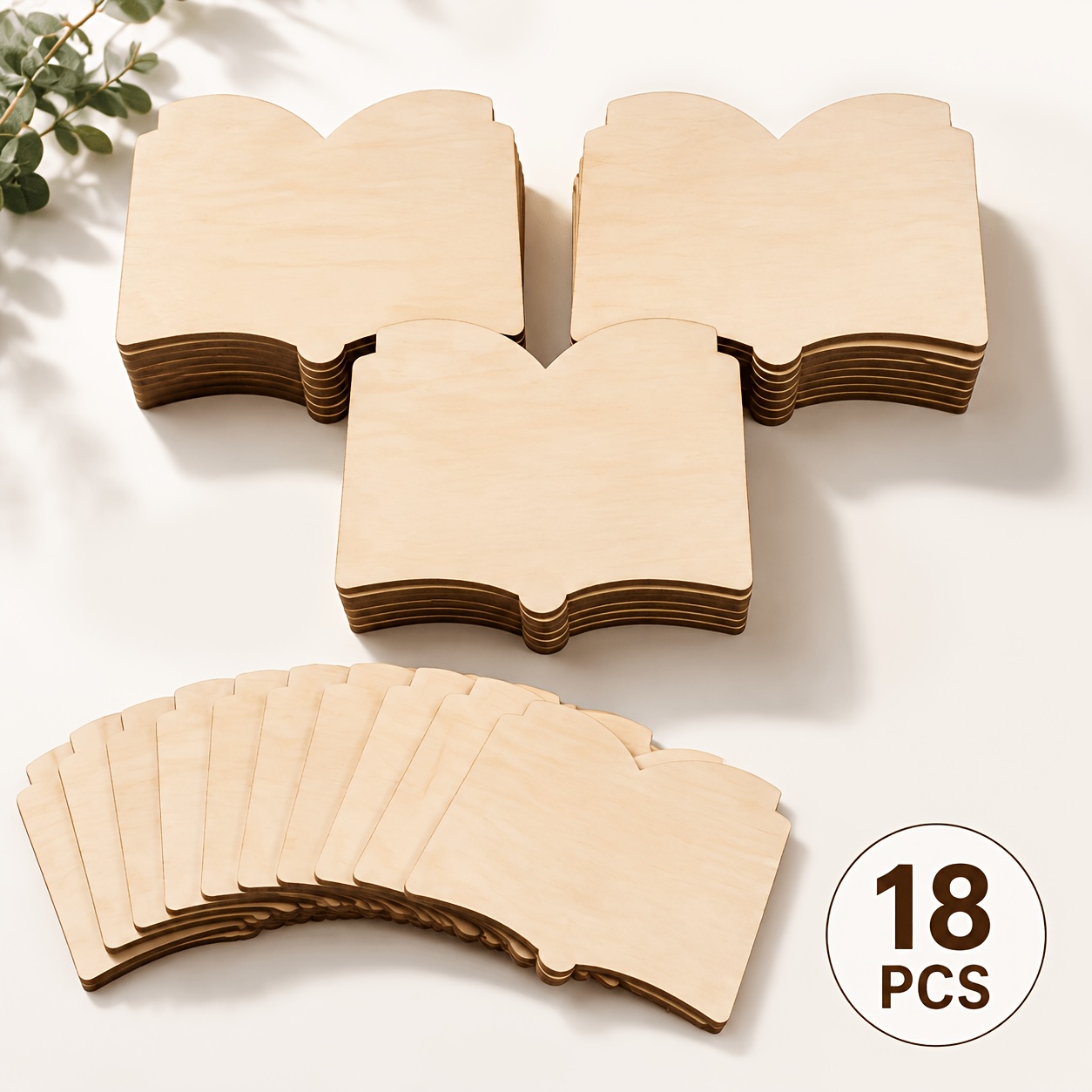 TEMU 18 pezzi di piccoli pezzi di legno a forma di libro in legno, pezzi di legno non finiti, ornamenti da scrivania, decorazioni, aggiunte per