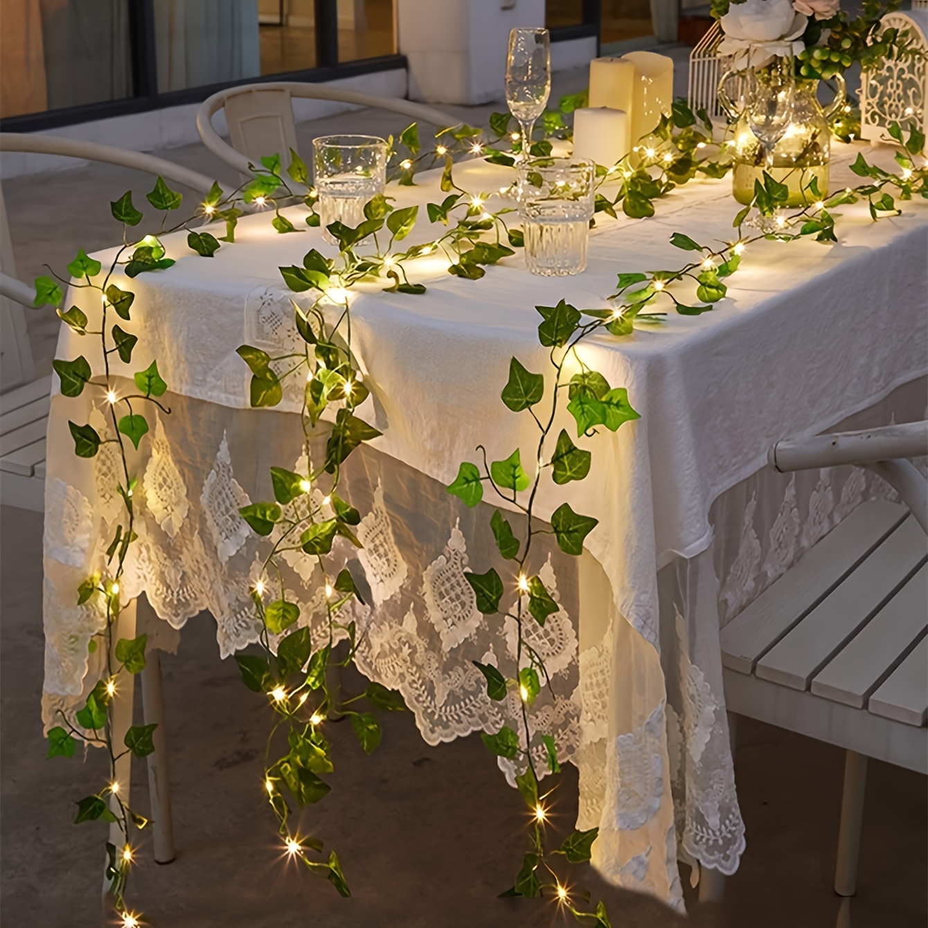 Hiedra Artificial con Energía Solar y 50 Luces