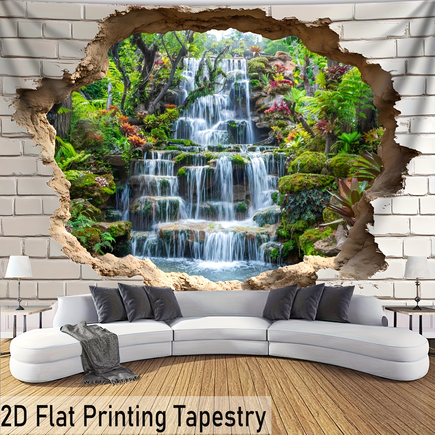 TEMU [ 2d Flat Printing]1pcs- Ultra Large Size- Fresh Waterfall Tapestry Landscape Photo Huge Digital Printing Tapestry, Aesthetic High-definition
