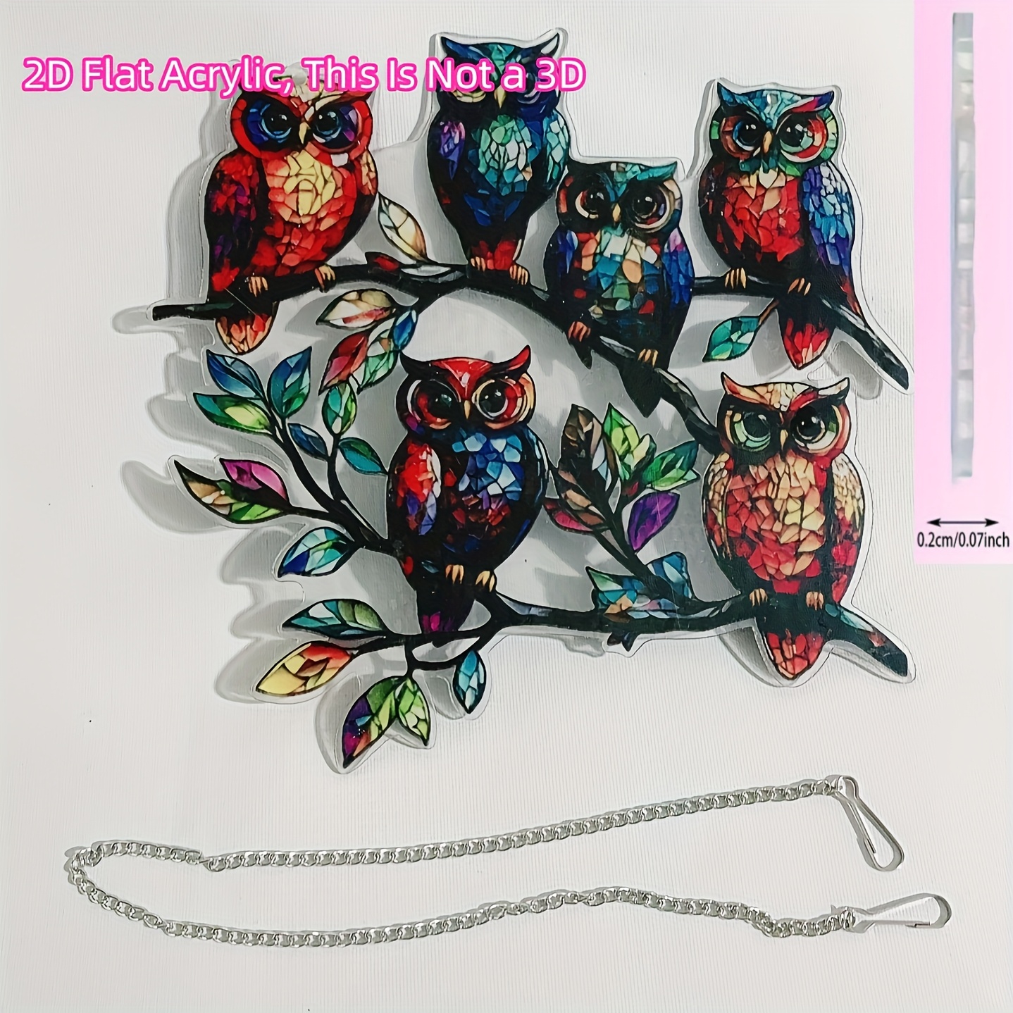 E-shop [2D Flach] Ein 1-teiliger 2D-Flach-Acrylglas, Dies Ist Kein 3D-Farbiger Eule, Mit Maßen 20×20Cm, Ist Ein Sonnenfänger Aus Acrylglas. Es Kann Auf