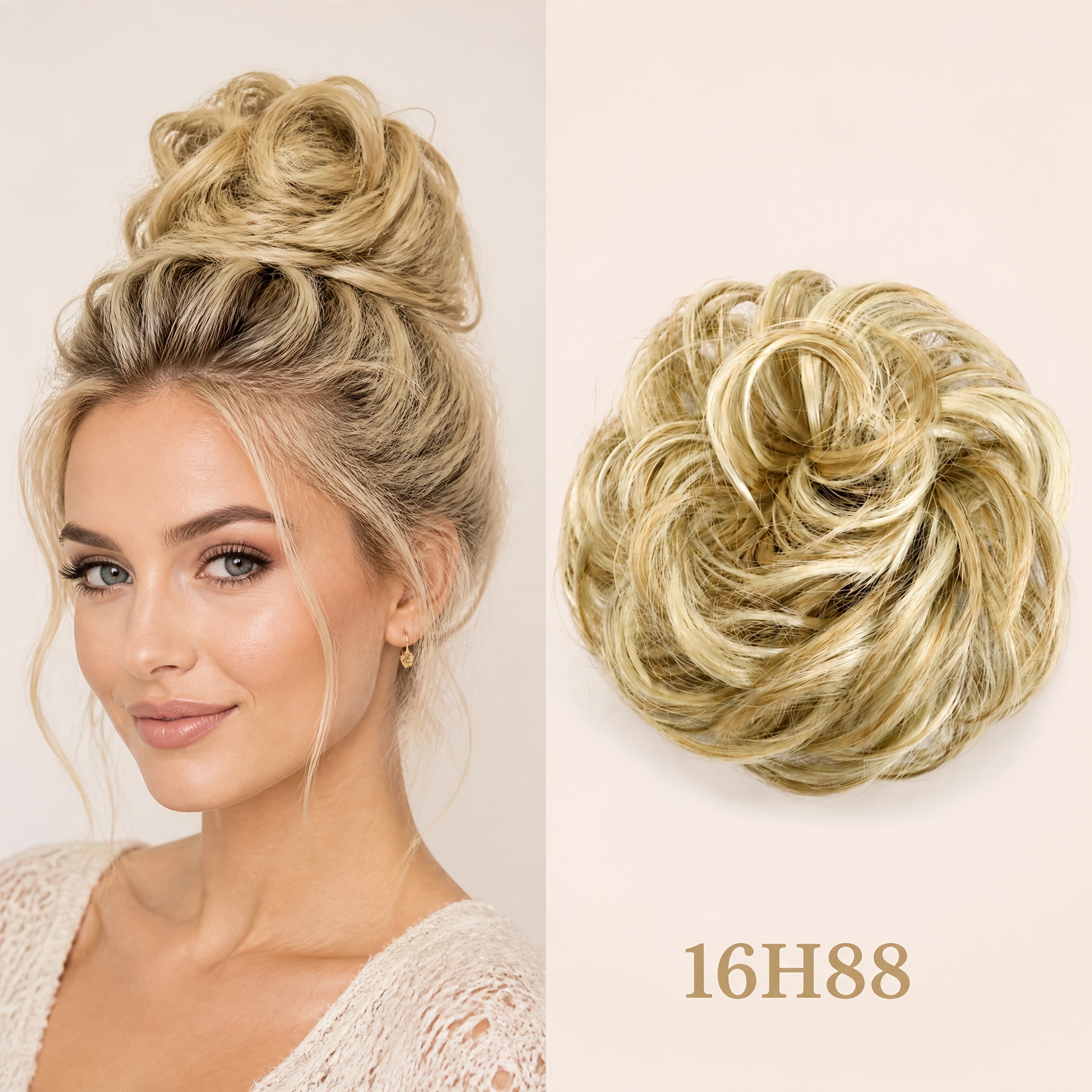 TEMU Chuhexiang Women's & Men's Natural Looking Messy Bun Hairpiece Wig - Low-temperature Fiber Curly Updo Scrunchie Suitable For Daily, Gym, Party,