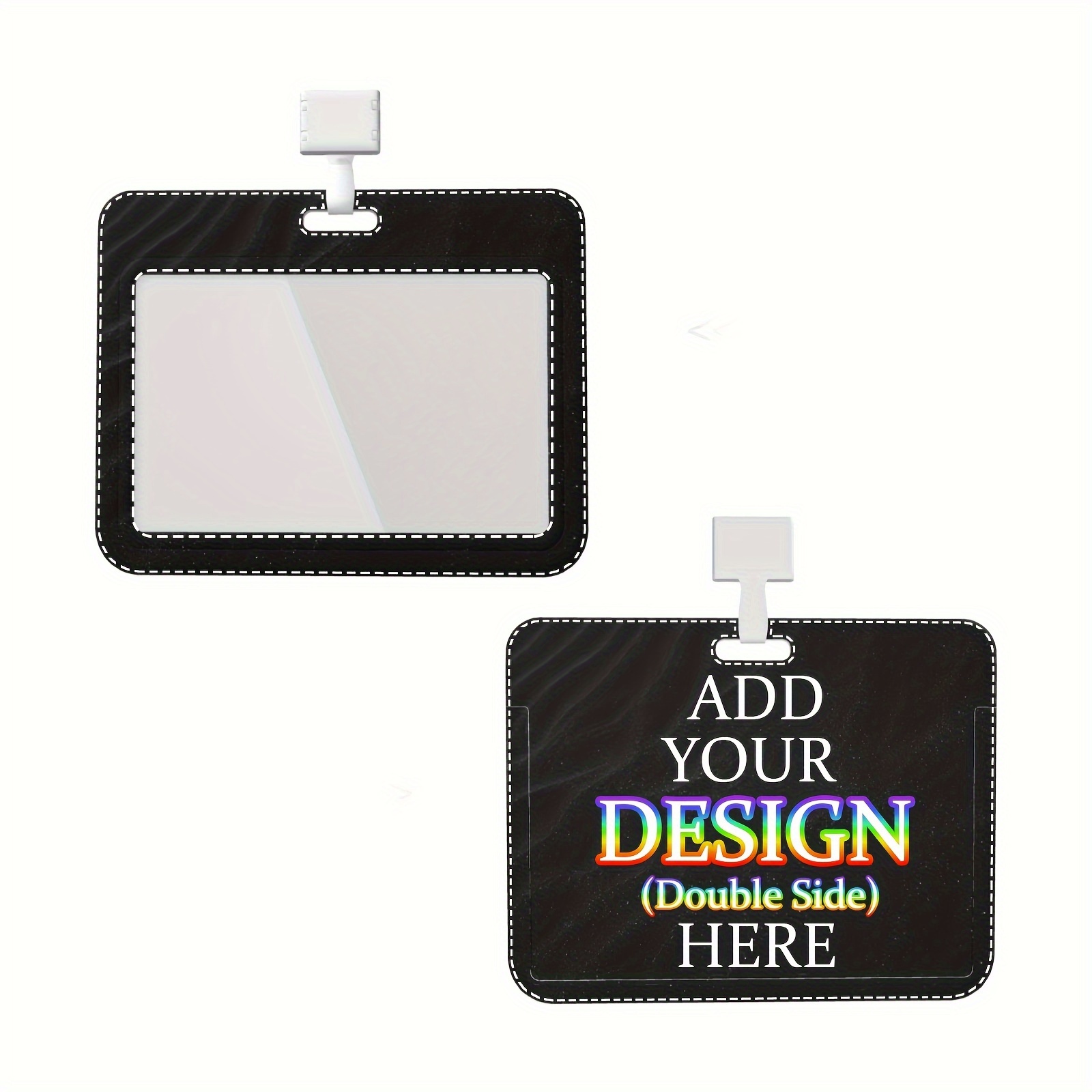 TEMU Customizable Id Card Badge Holder With 1 Clear Window - Personalized, Horizontal, Hard Plastic, Waterproof, Pvc Material, English Text